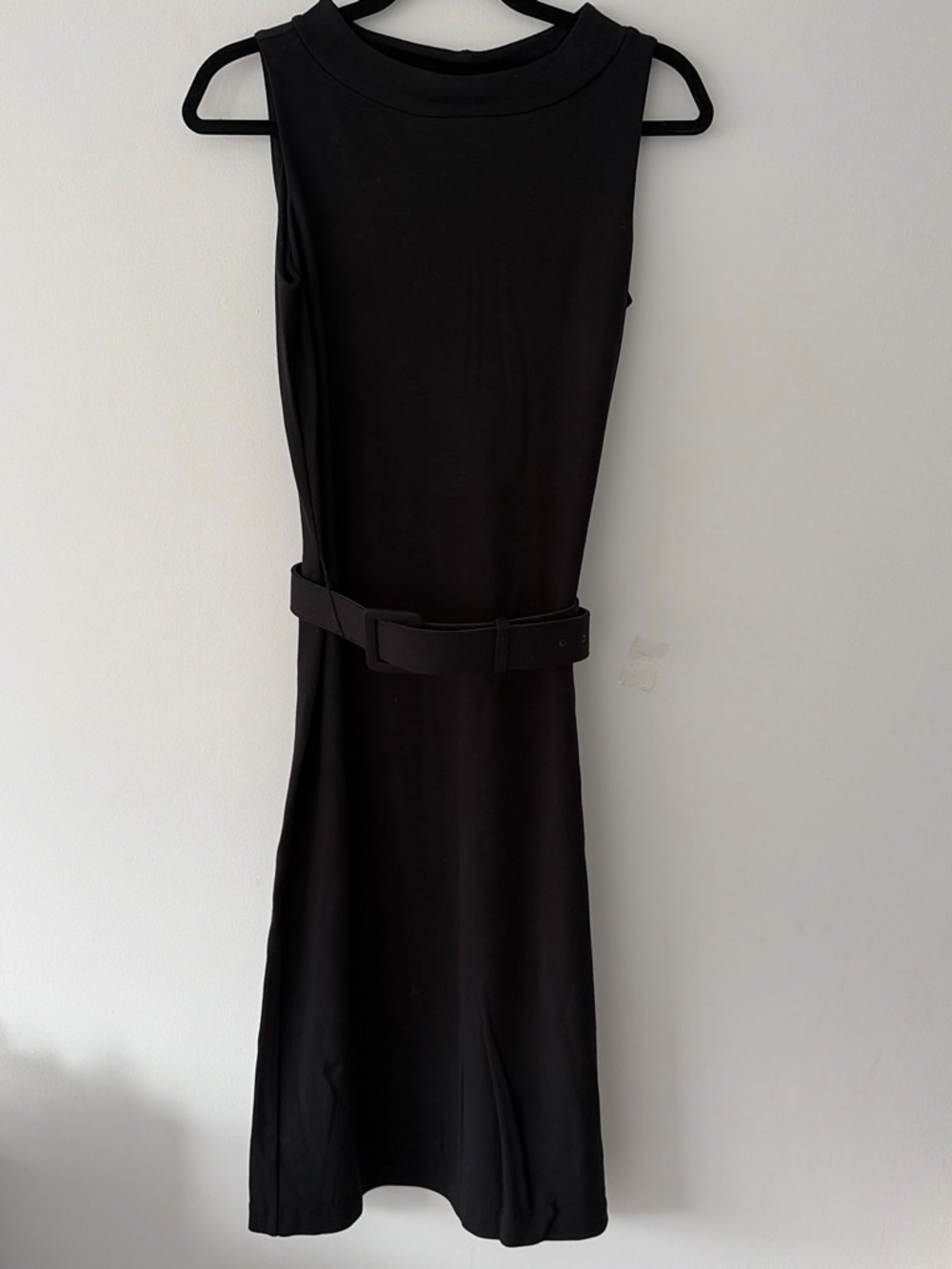 Liz Claiborne Black Sleeveless Belted Midi Sheath Dress
